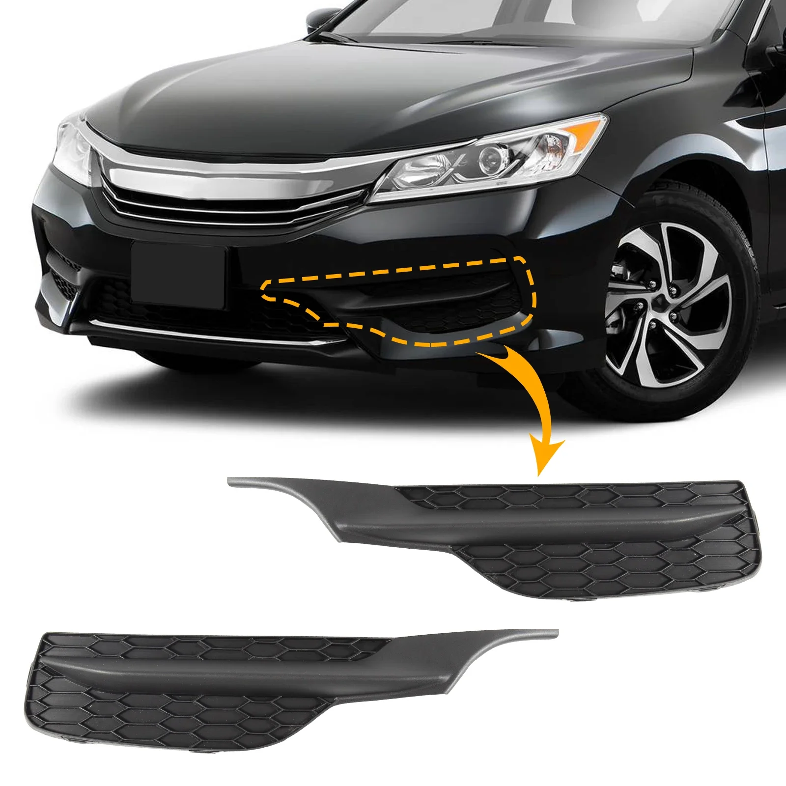 

OLANGDA Fog Light Grill Cover Frame Lamp Shade Under Front Bumper For Honda Accord 2016 2017 71112-T2F-A51 71102-T2F-A51