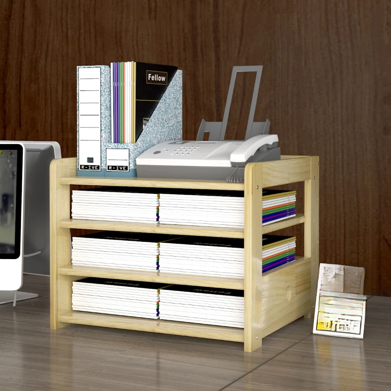 desktop shelf, simple small wooden  light luxury, solid wood office, modern storage  multi-layer waterproof