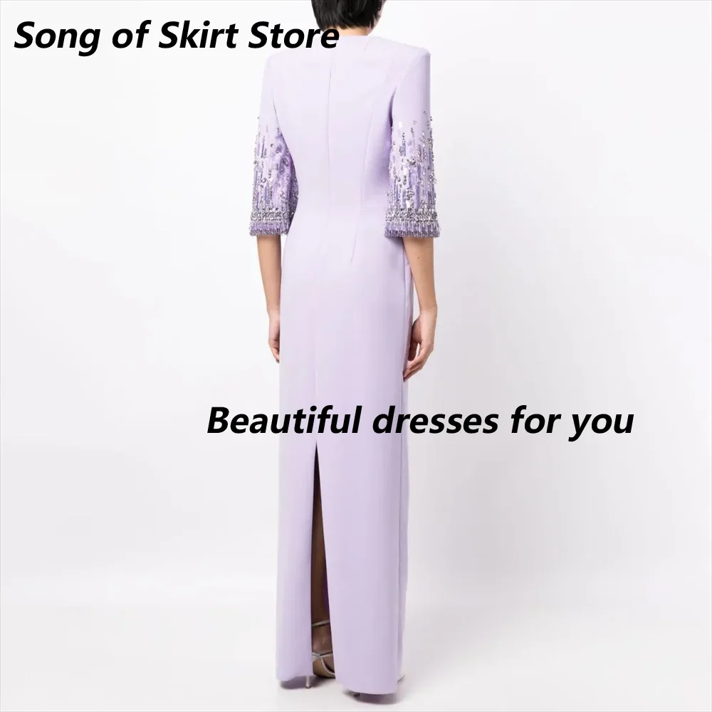 Customized Luxury O-Neck Women\'s Party Dress High-end Formal Stage Performance Evening Gown Half Sleeves Floor-Length Prom Dress
