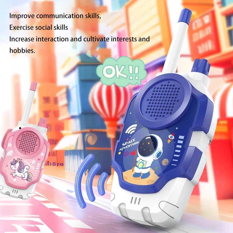 2 قطعة أجهزة الاتصال اللاسلكية الكرتونية لعبة أطفال داخلي في الهواء الطلق HD الحوار اللاسلكي البيني التفاعل بين الوالدين والطفل لعب صبي الفتيات هدية