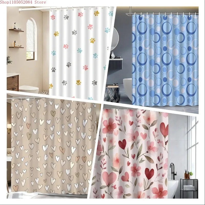 Pflegeleichter Duschvorhang mit Haken, wasserdicht, Anti-Schimmel, niedlich, einfacher Stil, schnelle Installation für Zuhause, Hotel, Wohnung, Wohnheim, Badezimmer