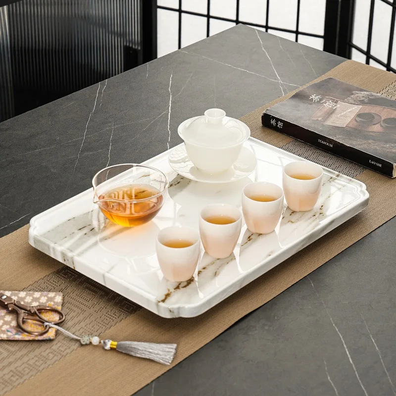 Decorative Marble Tea Tray Serving Coffeeware Ceramic Accessories Table Tea Tray Office Ceremony Bandejas Home Decorationgs