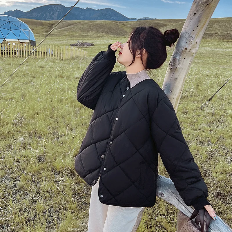 PinkyIsBlack Autumn Lightweight Down Cotton Jacket Women's Winter Short Loose New Korean Baseball O-neck Puffer Jacket Outwear