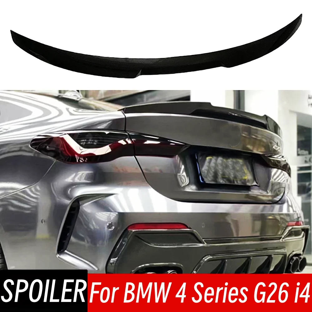 For BMW 4 Series G26 i4 4 Door 2020-2023 M4 Style Car Rear Bumper Lip Trunk Spoiler Wings Black Carbon Tuning Accessories Part