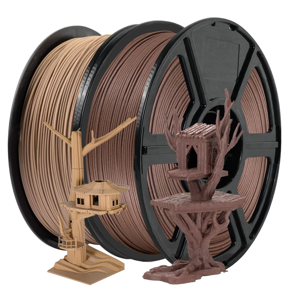 Wood Filament PLA 1.75mm 1kg 500g 250g FDM 3D Printer Plastic Materials With Wood Powder Grain PLA Filament Dark Black Walnut