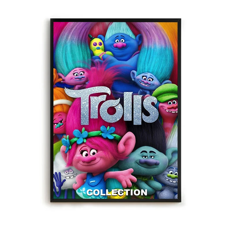 

Girl Room Interior Paintings Wall Decor T-Trolls Band Together Cartoon Home Decoration Movie Decorative Painting on Canvas Art