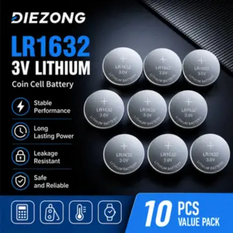10PCS 3.6V 25mAh LIR1632 Lithium Rechargeable Button Battery for Watch Car Remote Control Replace CR1632 DL1632 Coin Cell