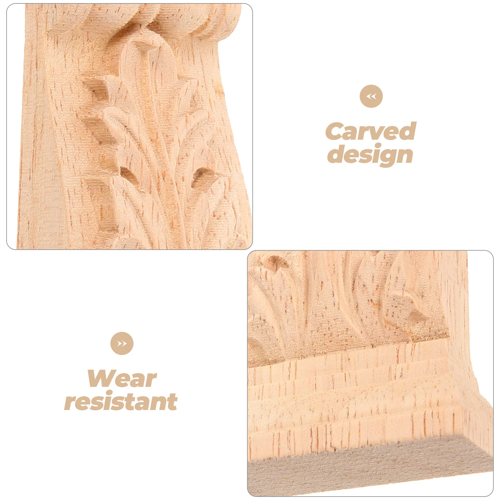 

2Pcs Wooden Carved Applique Decor for Door Bed Cabinet Wall Mounting European Style Carving Decal Unfinished Wood Craft Accent