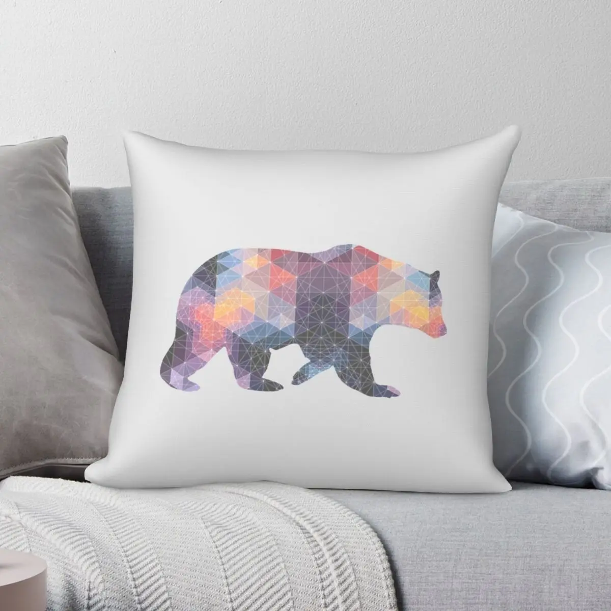 

Geometric Bear Pillowcase Polyester Linen Velvet Pattern Zip Decor Throw Pillow Case Sofa Seater Cushion Cover