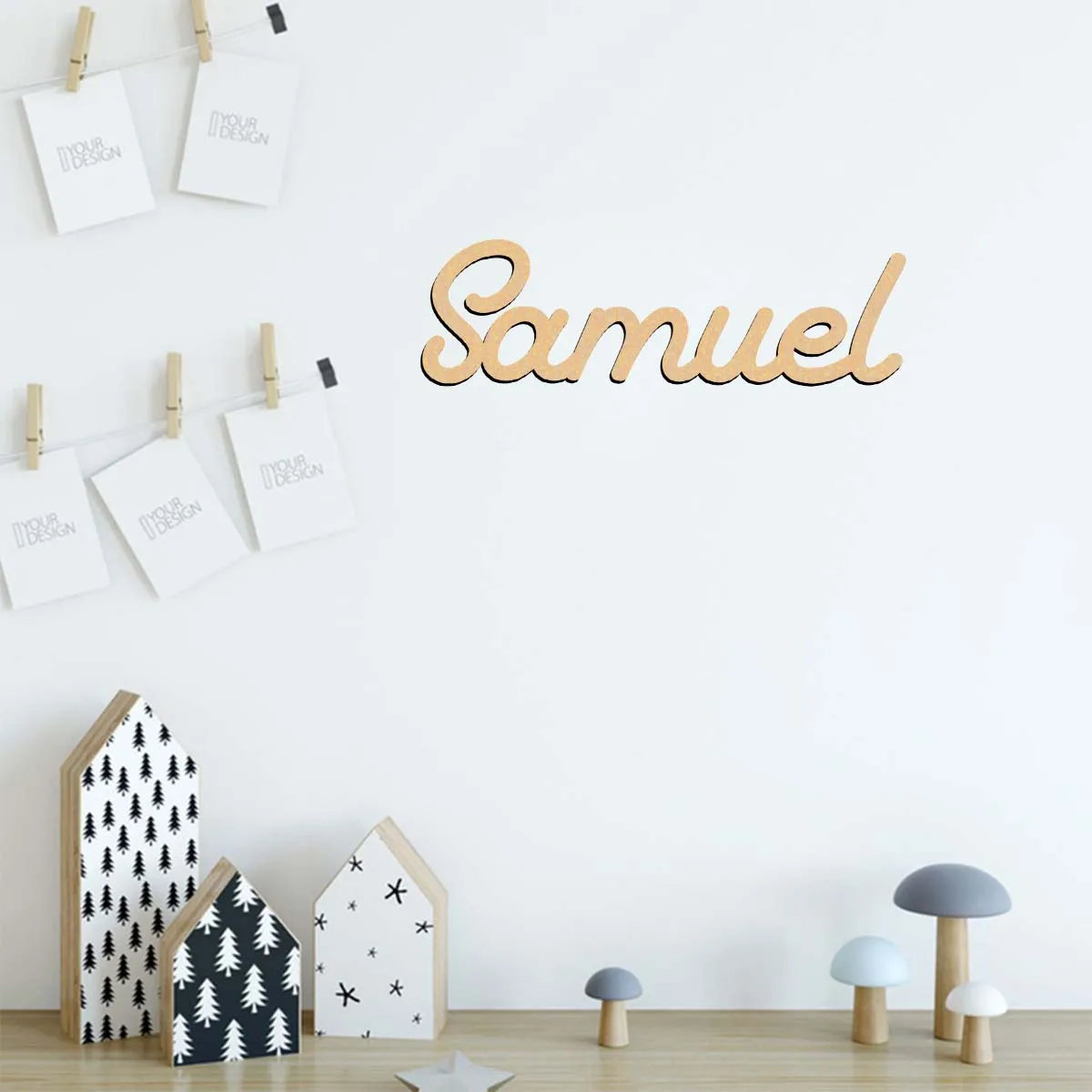1pc Romantic Samuel example Customizable Name Laser-Cut Sign Wood Material Wooden Decor Vertical Orientation Door Hanging Decor