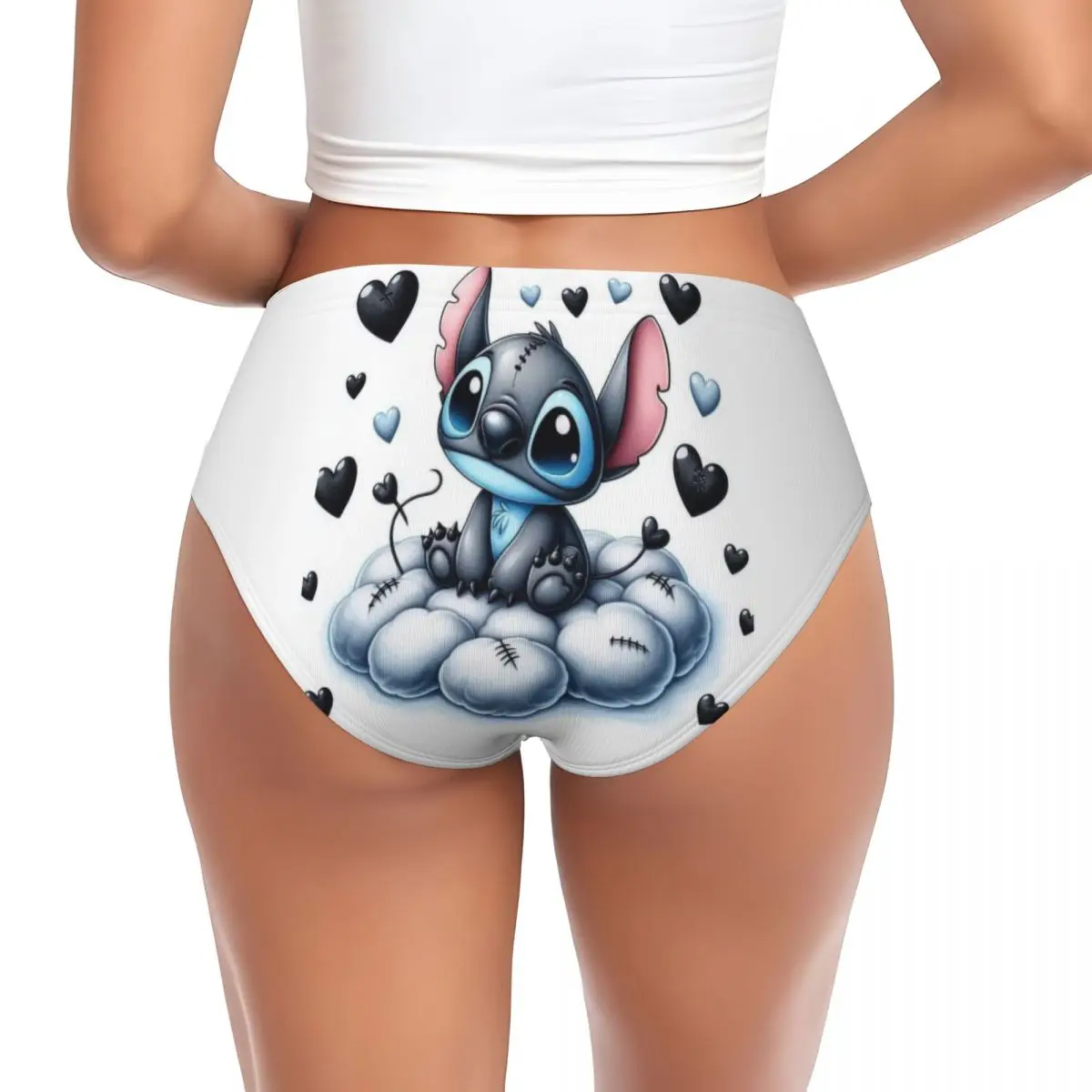 Custom SLilo And Stitch Cartoon Brief Panties Womens Breathable Anime Underwear