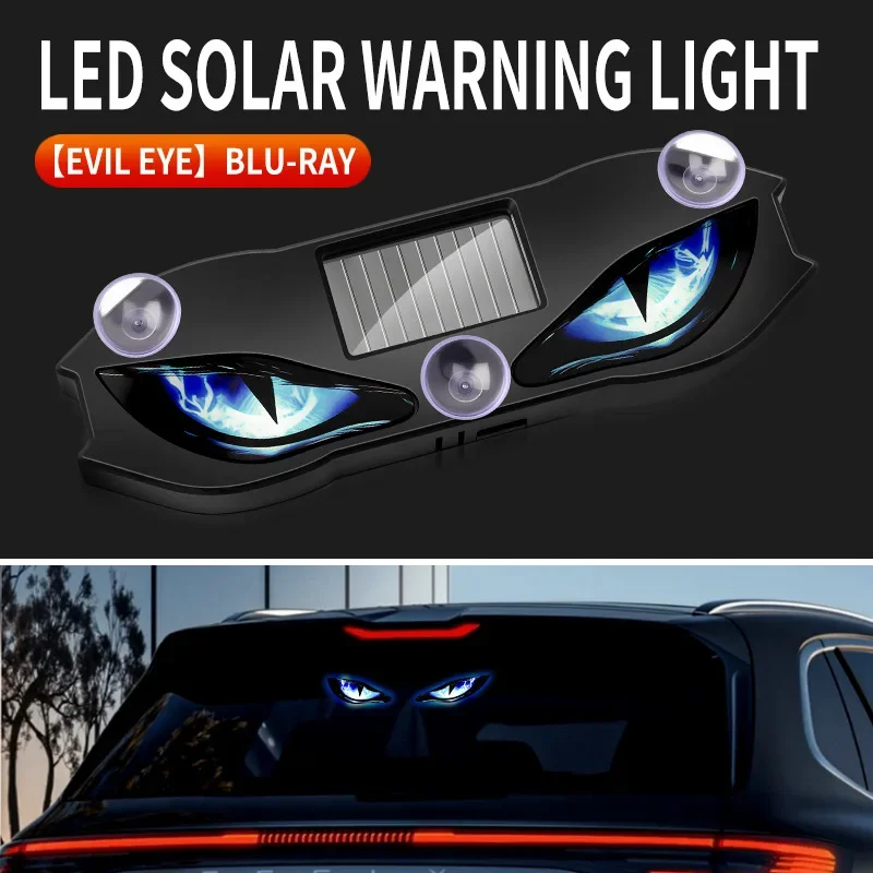 Solarbetriebene Auto-Dämonenaugenleuchte Wiederaufladbare Autofensterleuchte Coole Blinkende Warnleuchte Dynamische Sicherheits-Fahrzeugsignalleuchten