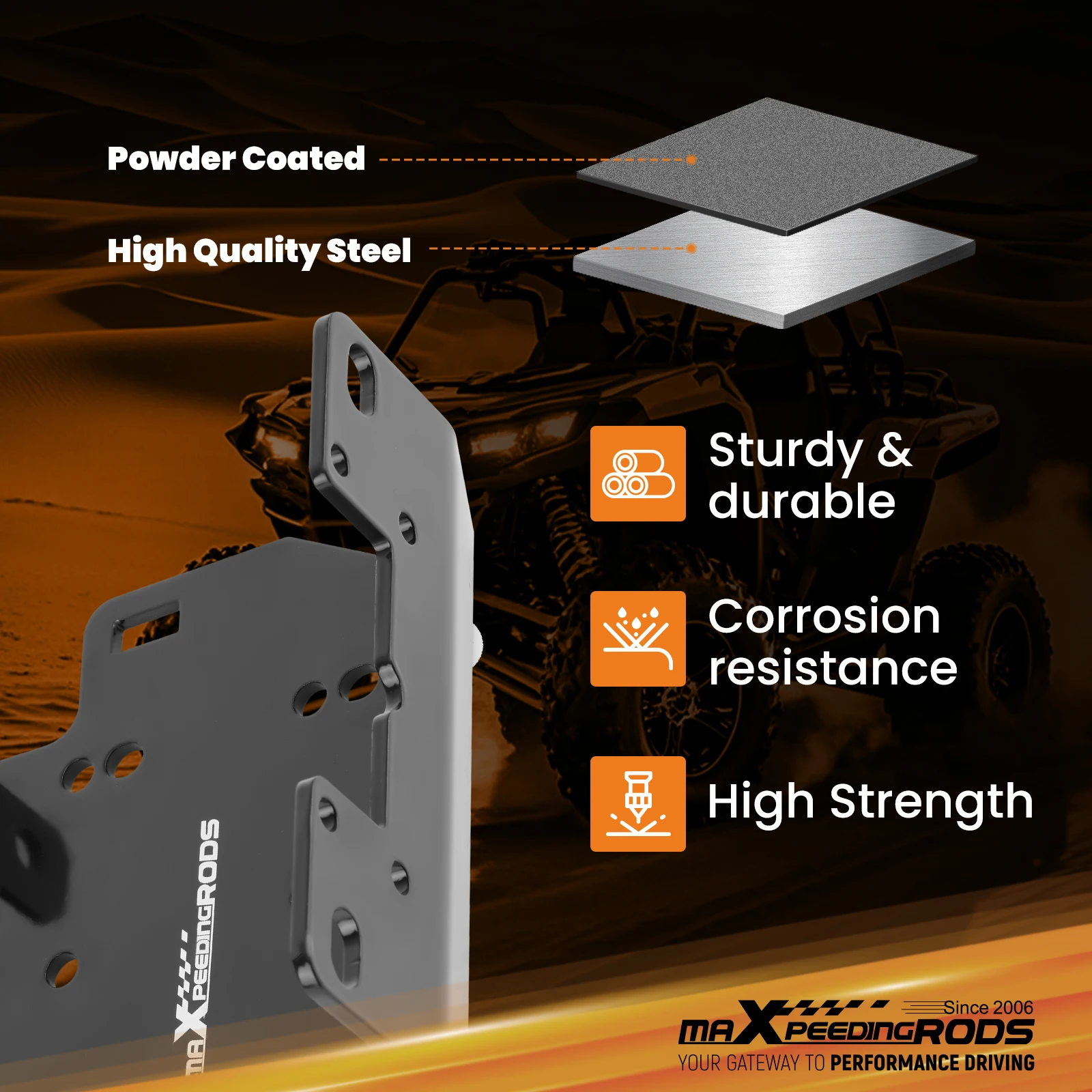 スチール製の取り付けブラケット,耐衝撃性,ヤマハ,コディアック,700, 2016-2024