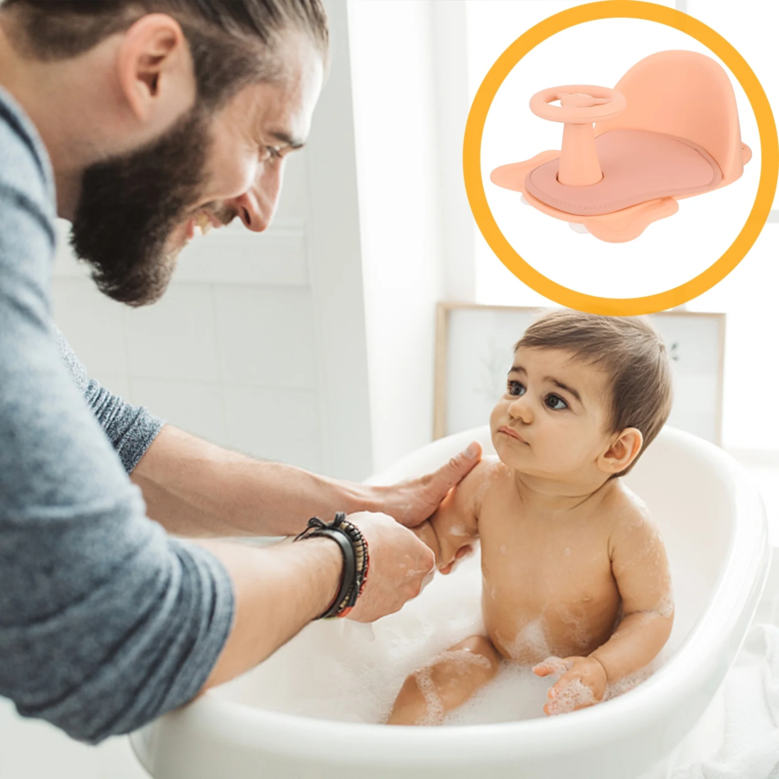 

Baby Bath Seat with Suction Cups Extra Supportive High Backrest for Safe Bathing Lightweight Portable Shower Chair for Kids