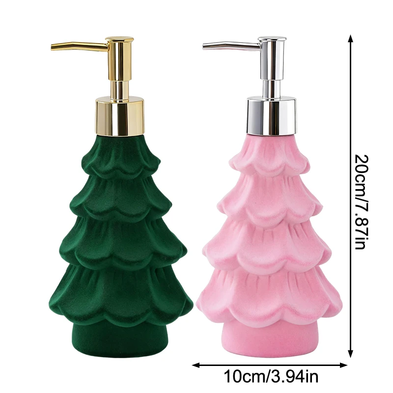 

Resin Christmas Soap Dispenser Green And Pink Holiday Christmas Tree Hand Dish Soap Dispenser for Home Decor