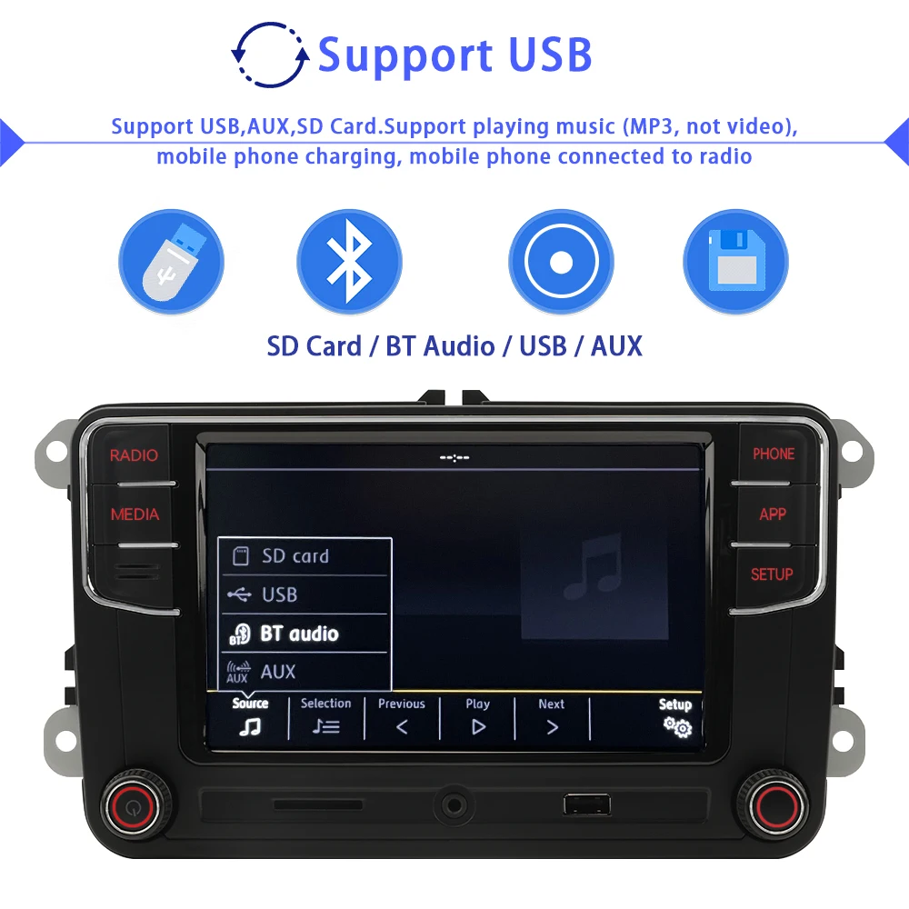Noname RCD330 Plus MIB Carplay راديو السيارة 6RF035187F Android auto Bluetooth AUX الملاحة لشركة فولكس فاجن جولف 5 6 باسات B5 B6 CC جيتا