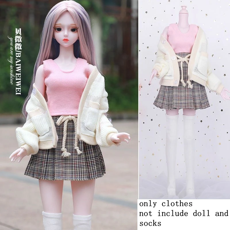 New 60cm Doll's Clothes for 1/3 Bjd Doll Fashion Clothing Suit Diy Girl Toys Dress Up Diy Birthday Gift Doll Accessories,No Doll