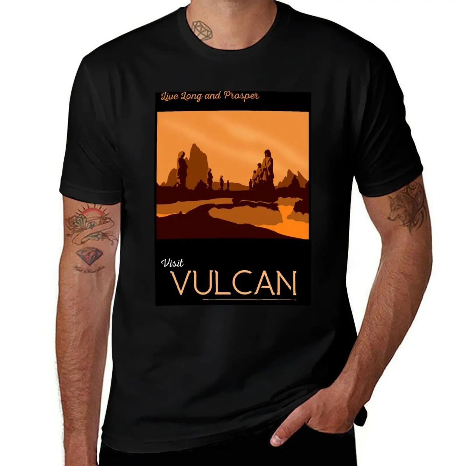 Vulcan Travel Poster T-Shirt Utility Work Short Sleeve Top