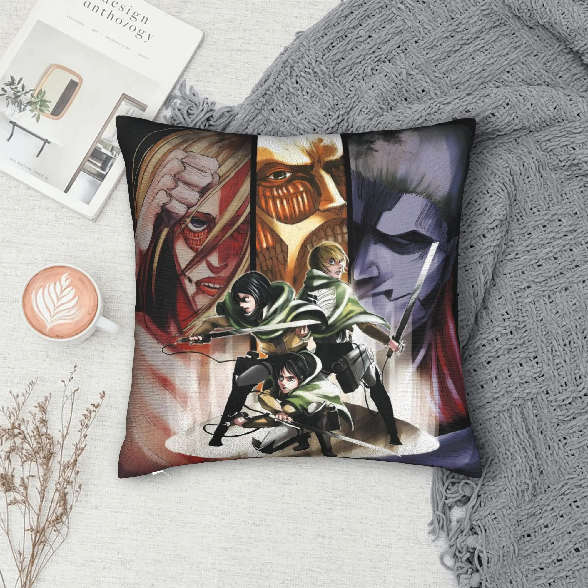 Attacks on Titans Pillow Cover  Print Cushion Cover Retro Trendy Pillow Case For Living Room Bed Chair