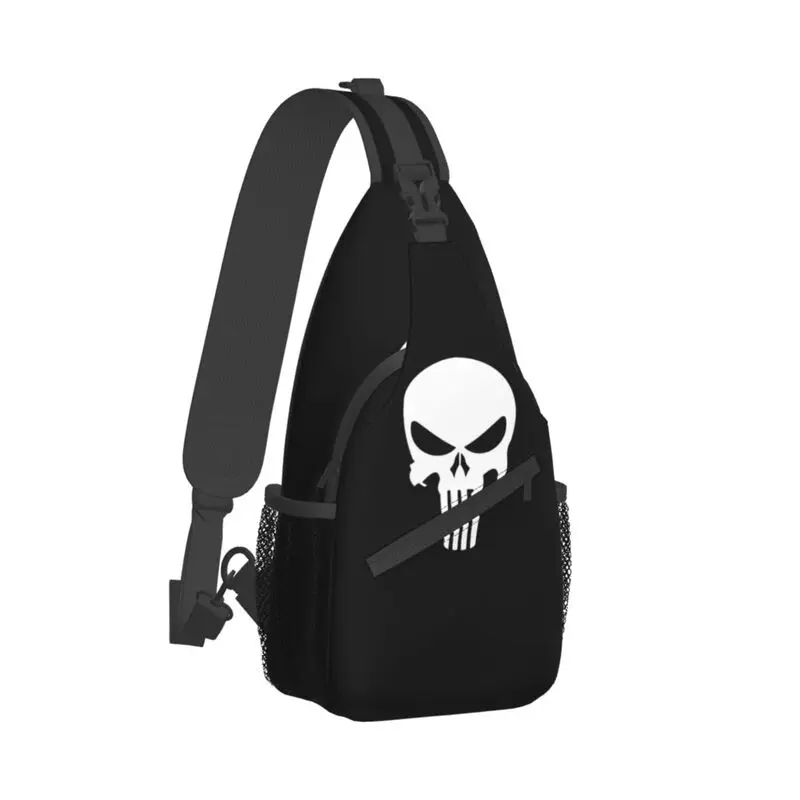 Casual Punishers Skeleton Skull Sling Crossbody Backpack Men Shoulder Chest Bags for Camping Biking