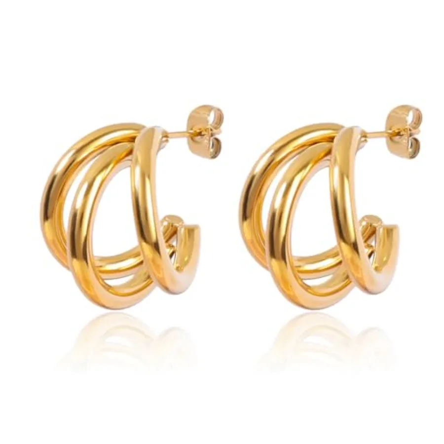 

18K Gold Plated Hoop Earrings for Women Chunky Huggie Earrings Minimalist Gold Jewelry Valentine's Day Gift for Girlfriend Wife