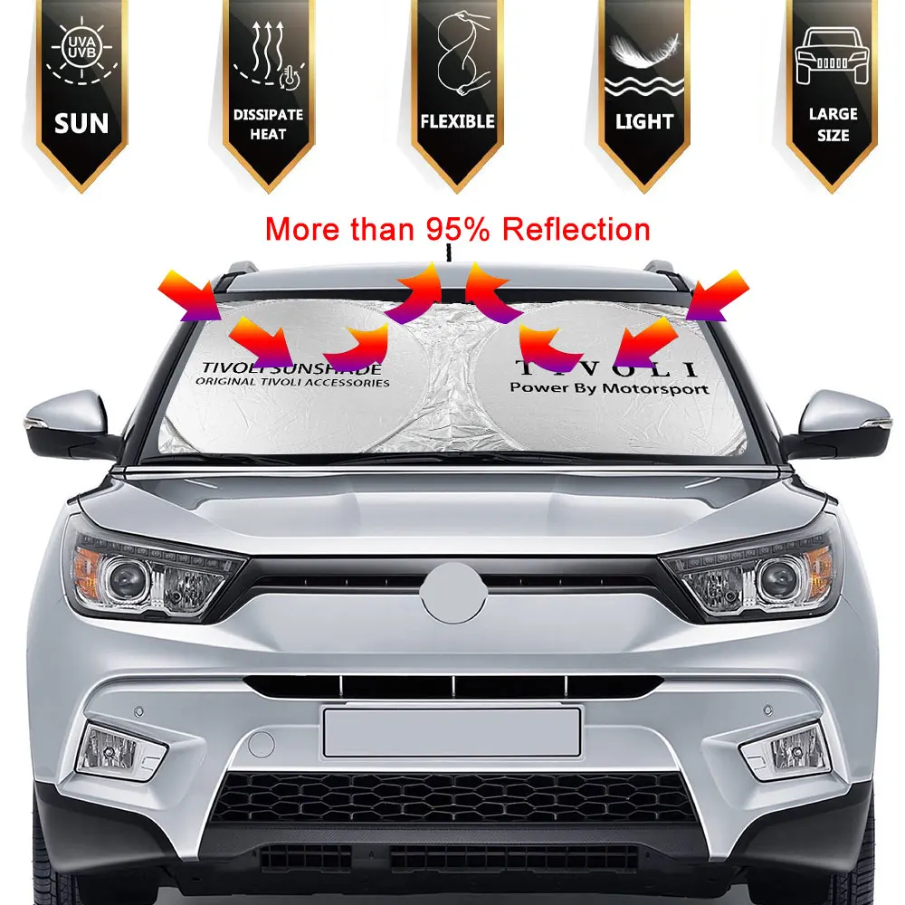 For SsangYong Actyon Korando Kyron Musso Rexton Tivoli Car Windshield Sunshades Covers Auto Windowshades Sun Block Accessories