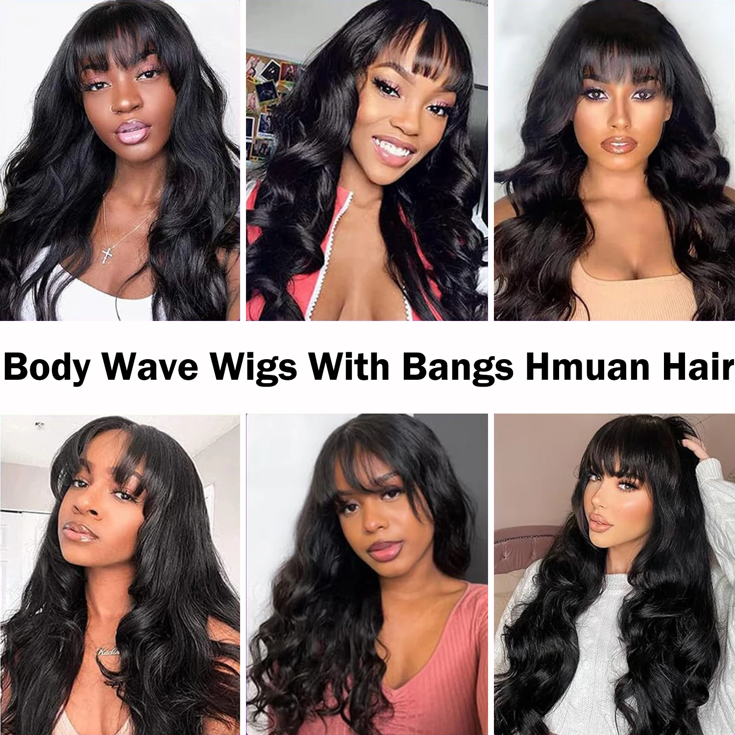 Parrucca Bang Densità 180% Parrucca per capelli umani Parrucca per capelli umani con frangia Parrucca 100% capelli umani Remy brasiliani per le donne 26 pollici