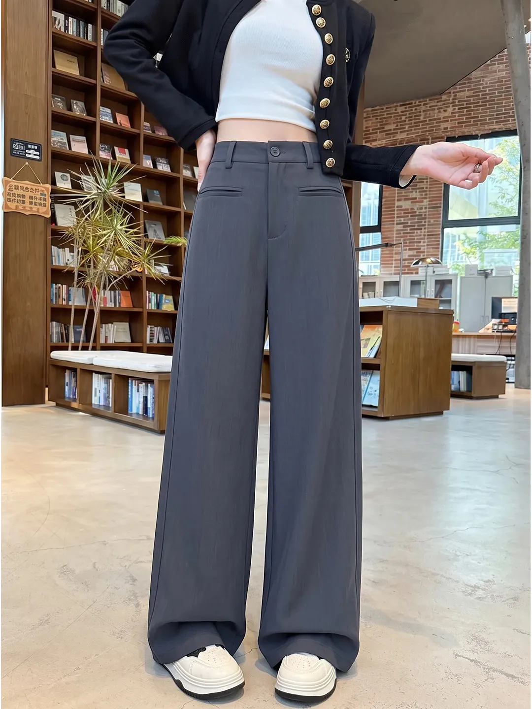 2026 New High Waist Suit Pants Women's Loose Drape Solid Color Pant Autumn Winter Ladies Casual Wide-leg Trousers U637