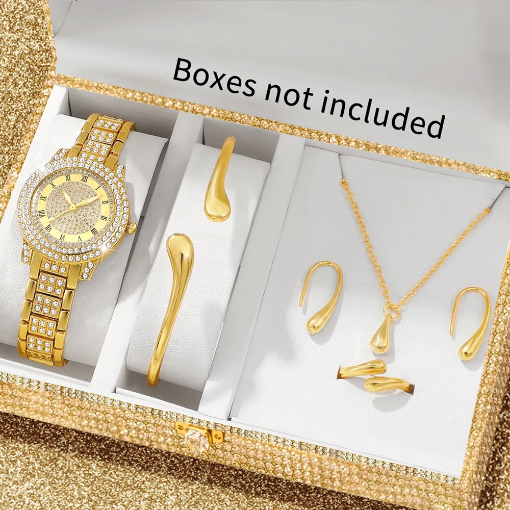 6pc Women's Light Luxury Four Piece Watch Gift  | Fashionable Quartz Watch , Showcasing Daily Elegance