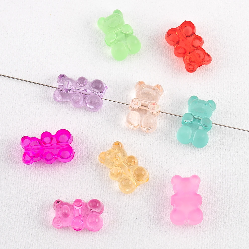 

50pcs 12x18mm Transparent Mix Bear Beads Loose Acrylic Spacer Beads For Jewelry Making Bracelet Necklace DIY Accessories Crafts