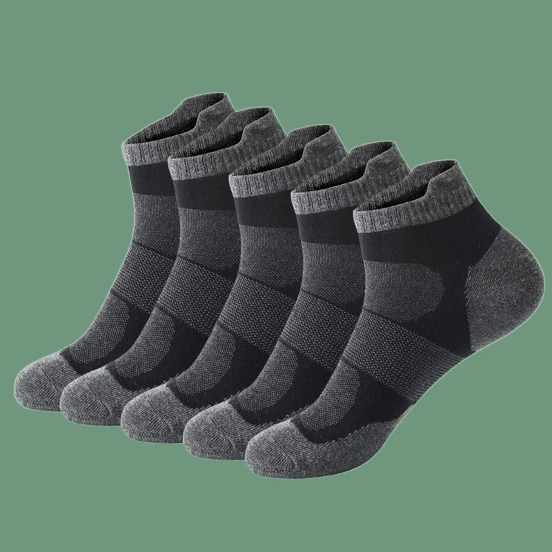 Calcetines deportivos de punto para hombre, medias transpirables de secado rápido, resistentes al desgaste, para correr, de alta calidad, 5 pares