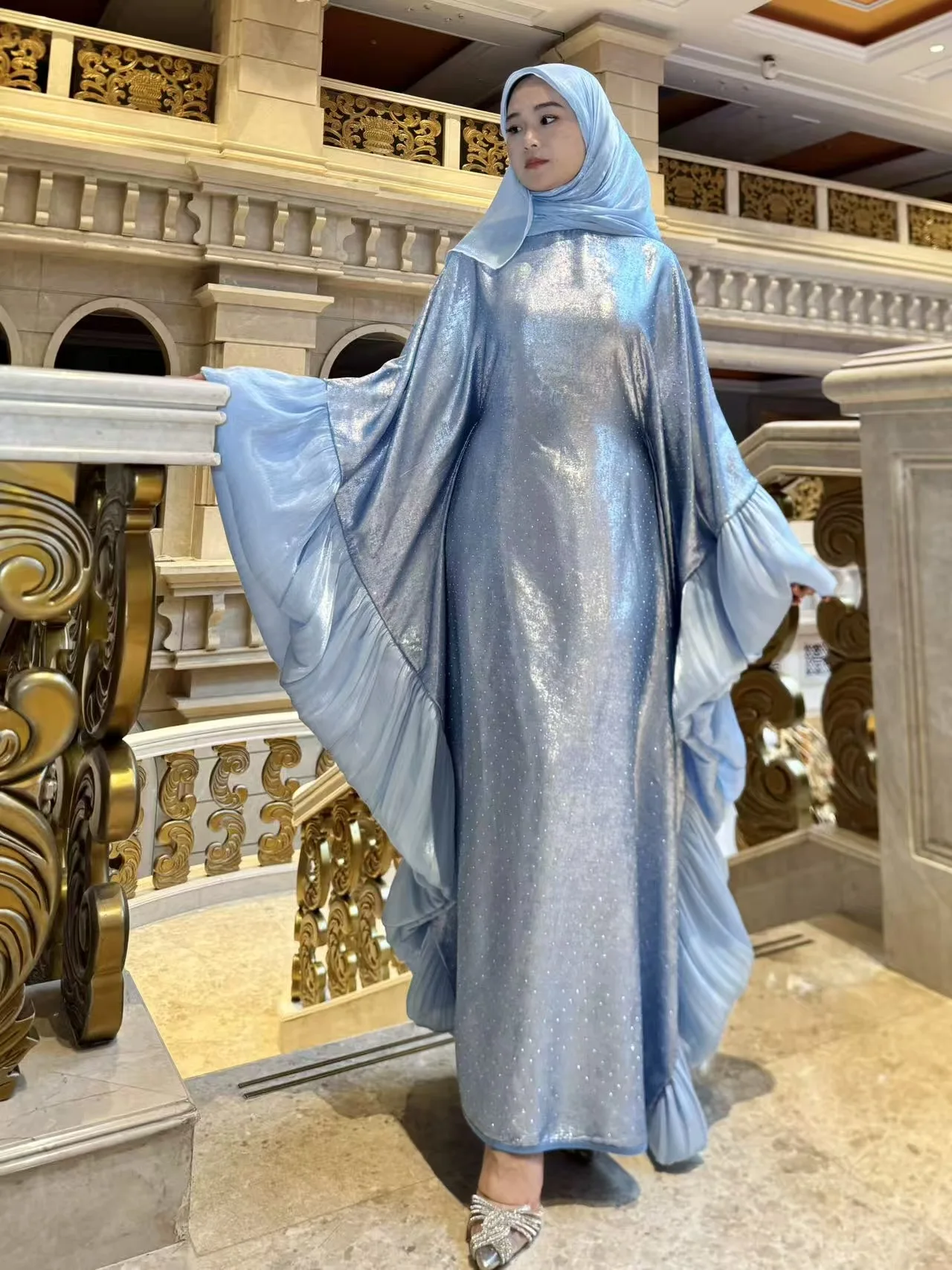 Bild 7: Eid Damenkleider Abaya Muslimische Party-Kaftan Jalabiya mit Diamanten Langes Kleid Ramadan Islam Abayas Marokko Dubai Vestidos Maxi-Abendkleid