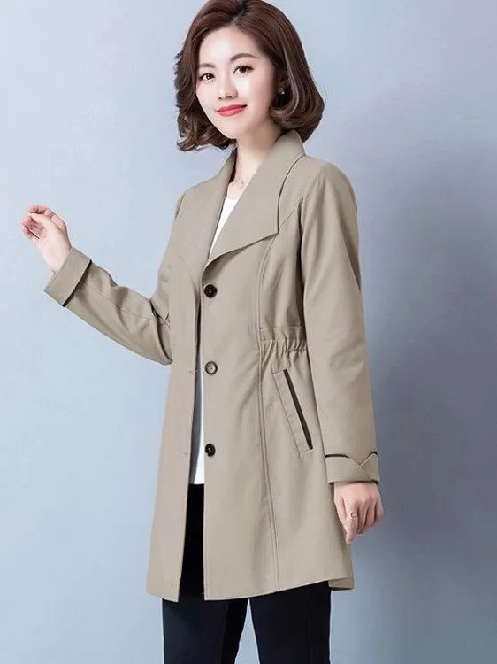 

Slim Fit Korean Style Windbreaker Jacket plus Size 300 Pounds Color Leisure Autumn Long Sleeve High Waist Coat
