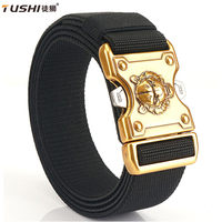 TUSHI Belt For Men Tactical Belt Luxury Belt Outdoor Elastic Work Belt Hiking Nylon Male Leisure Belt Metal Quick Buckle Girdle