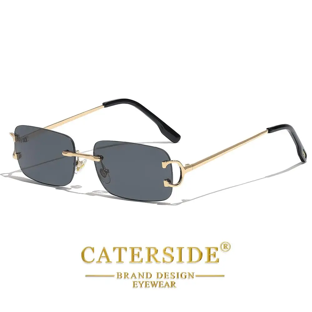CATERSIDE Herren-Sonnenbrille ohne Rand, kleiner Rahmen, Markendesign, Metall, modische Sonnenbrille, Damen-Dekoration, Outdoor-Brille, UV400 – Detail 19