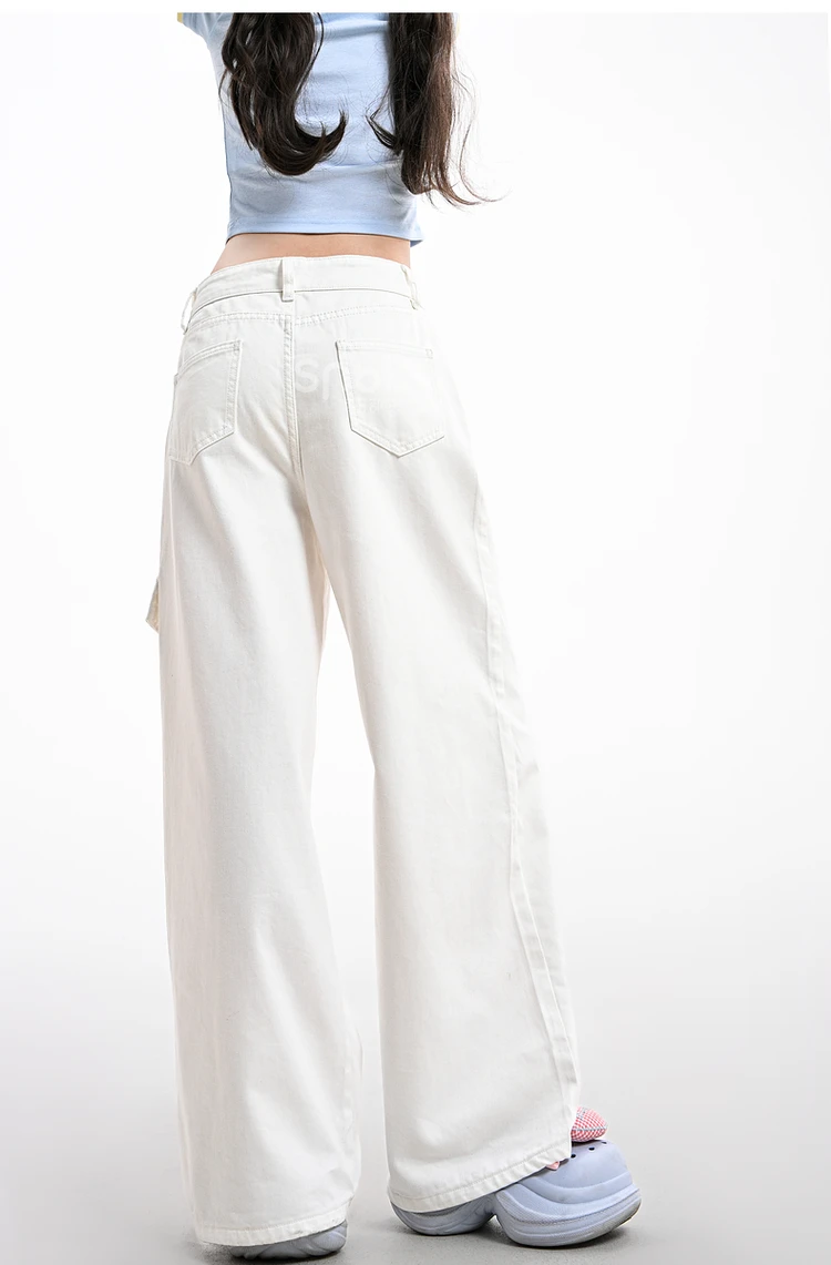 2025 Summer and Autumn New Women's Cartoon Print High Waist Straight Leg Jeans Loose Versatile Casual Wide Leg Pants