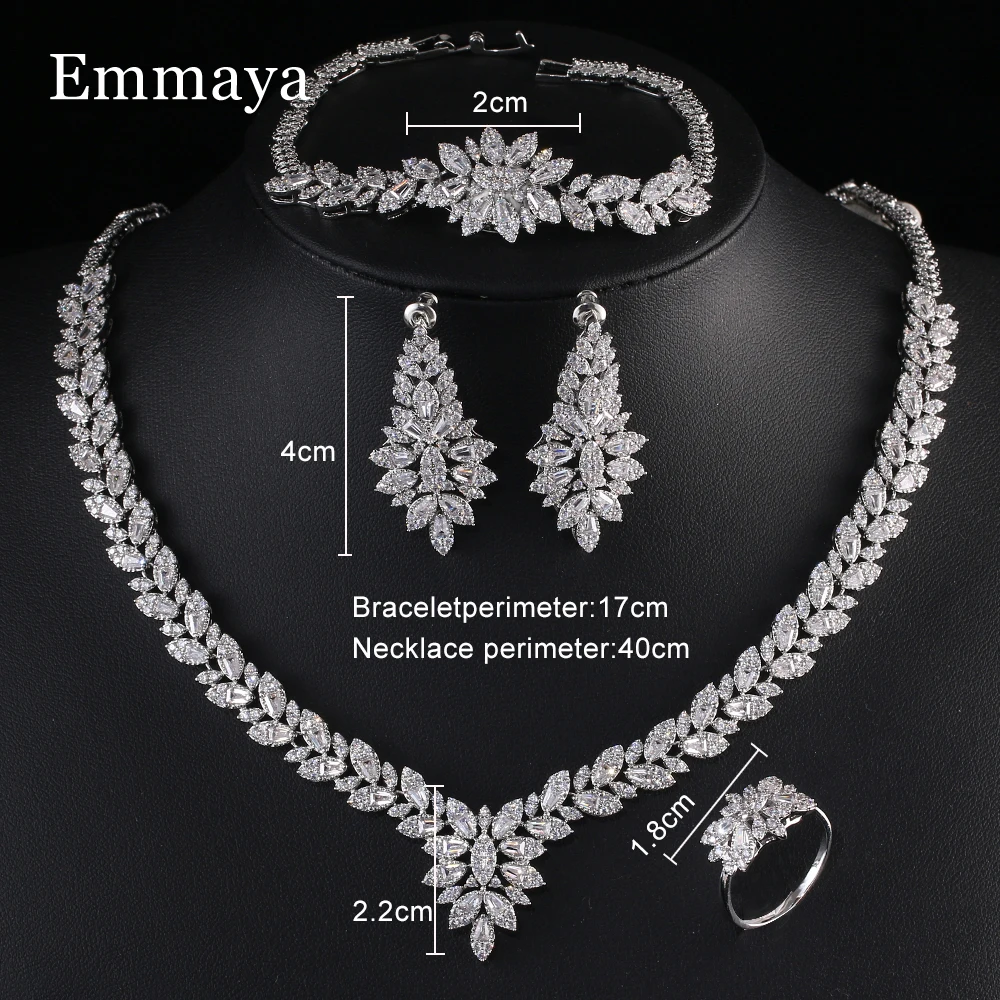 Emmaya Hot Sale AAA Cubic Zircon Noble Jewelry Set Leaves Shape Design For Women&Girls Ingenious Elegant Gift