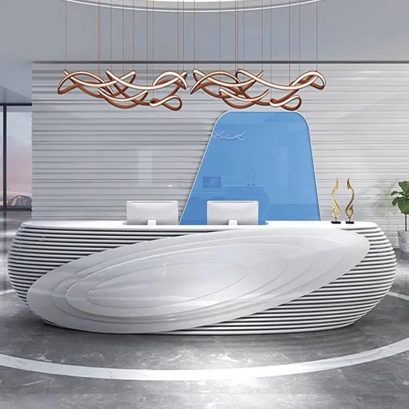 Modern Easy Clean Reception Desk Customizable Size Front Counter for Shop Salon Clinic Stable Durable Reception Desk