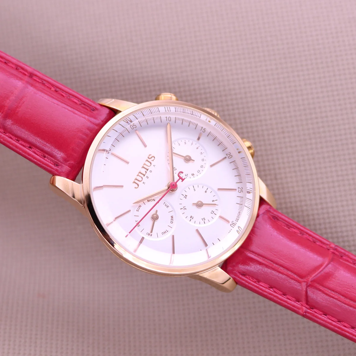Real Multifunctions Lady Women's Watch ISA Mov't Classic Fine Sport Hours Fashion Real Leather Girl's Birthday Gift Julius Box