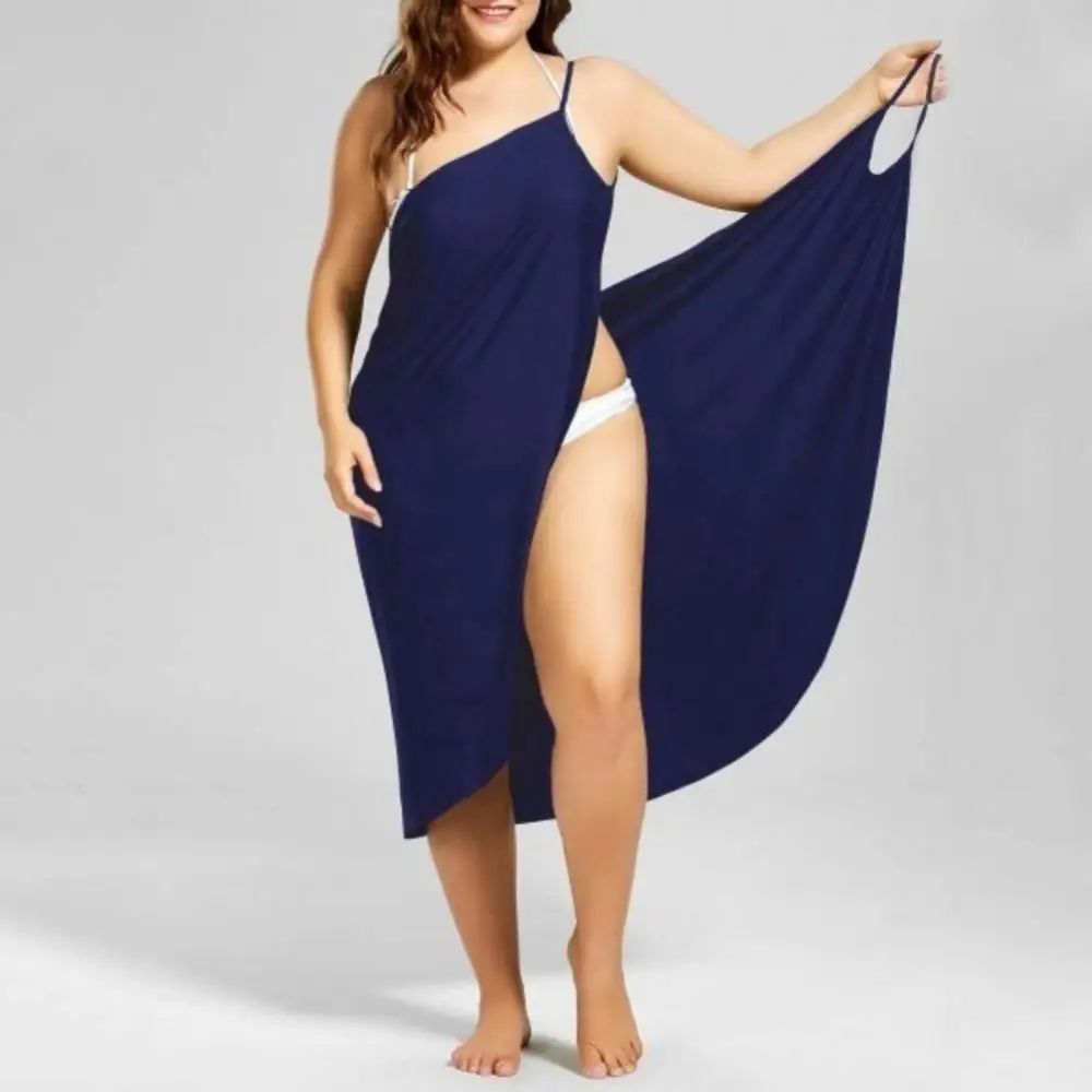 Plus Size Summer Beach Sexy Women Solid Color Wrap Dress Bikini Cover Up Sarongs Women\'s Clothing Swimwears Cover-Ups  Plus Size