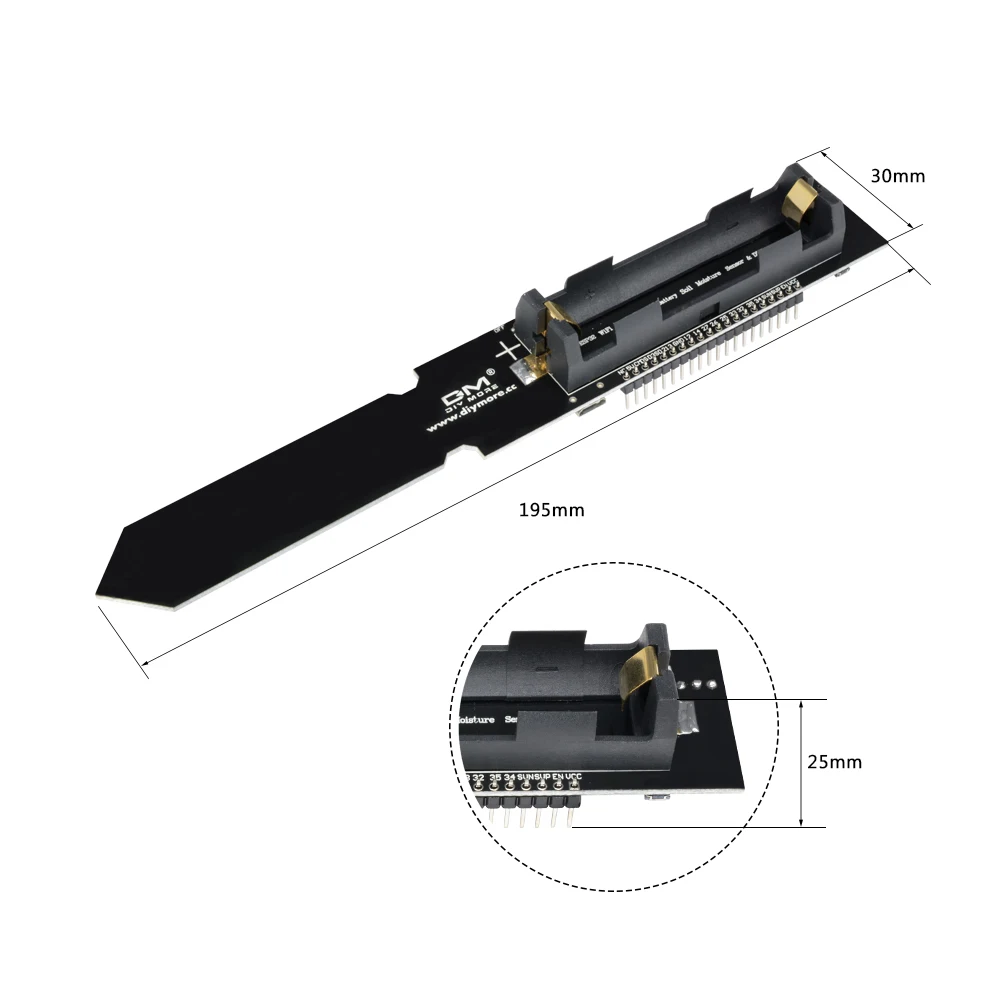 ESP32 DHT11 WIFI Bluetooth Soil Temperature and Humidity Sensor Module with 18650 Battery Holder Soil Tester