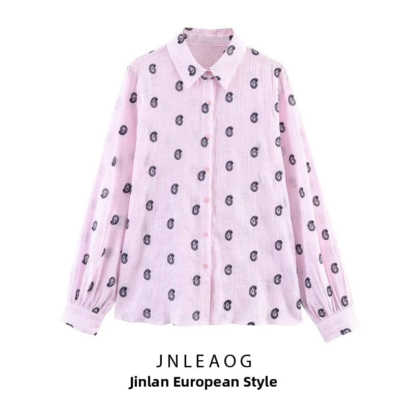 

Fashionable Casual Loose Collared Shirt Women's Autumn New Style JNLEAOG Versatile Loose Fit Long Sleeve Polyester Shirt