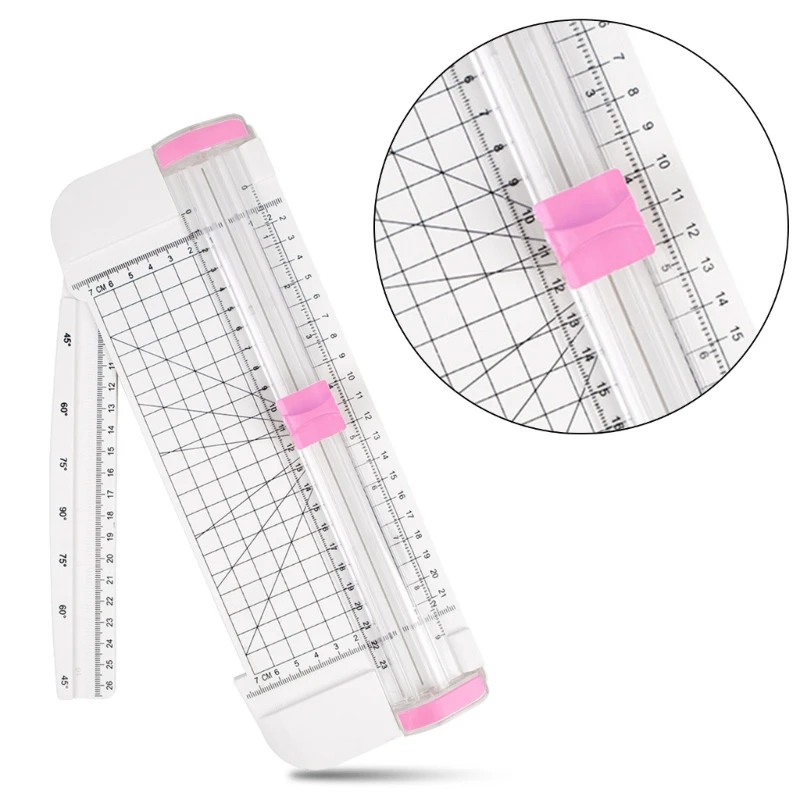 Paper Slicer Scrapbooking Tool with Automatic Security and Folding Side Ruler for Craft Paper Label Cardstock