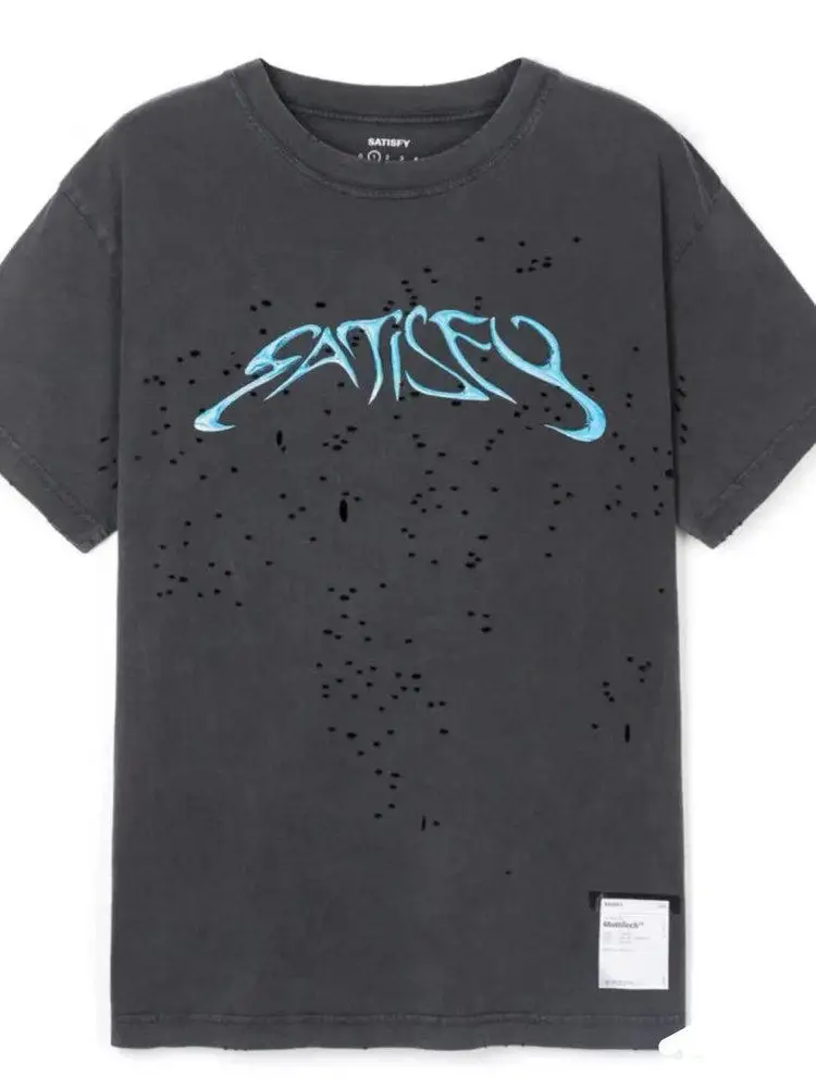 

SATISFY Washed Distressed Lightweight Short-Sleeve Athletic T-Shirt
