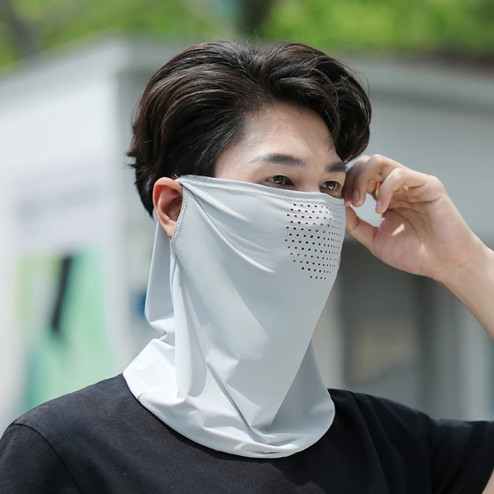 Unisex Ice Silk Breathable Neck Wrap Cover UV Protection Outdoor Face Scarves Sunscreen Face Scarf Sun Proof Bib Mask Face Cover