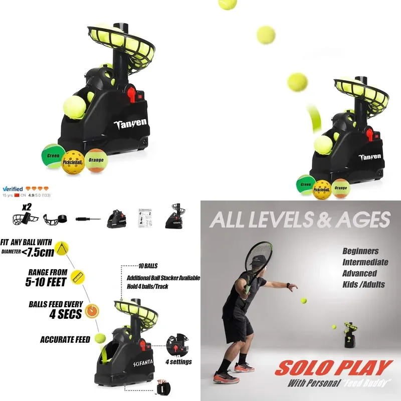 Beginner Kids/Tennis Coaches Home-Court All-Ages Accurate & Efficient Pickleball Launcher Ball Self-Play Feed Buddy Made