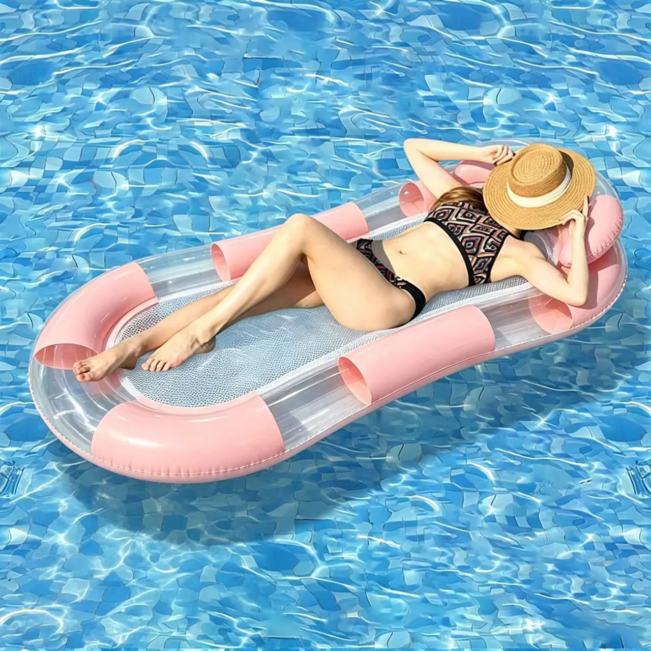 New Inflatable Floating Raft Foldable Clip Net Floating Bed Water Supplies Portable Lounge Chair Floating Bed Water Bed Essentia