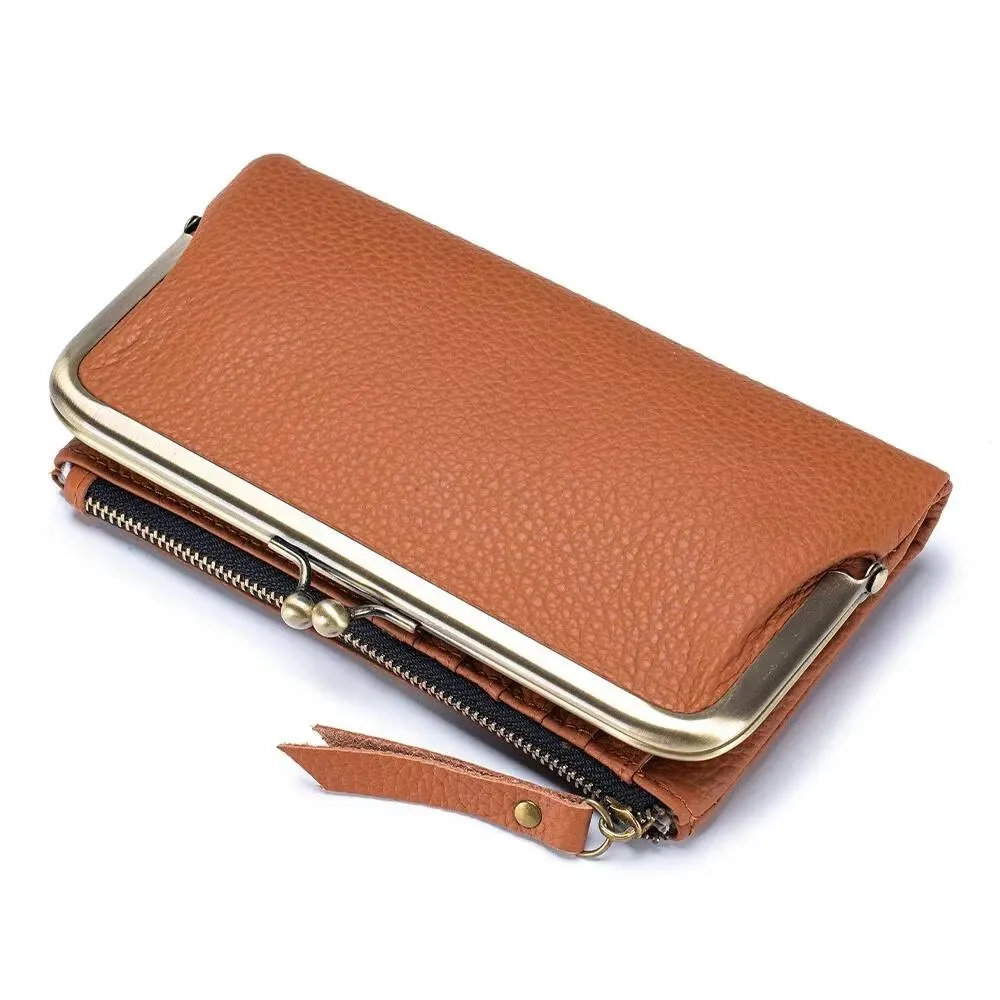 Fashion Woman Long Pursev Genuine Leather Lychee Pattern Clutch Wallet Lady Handy Bag Woman Purse Long Wallet For Women