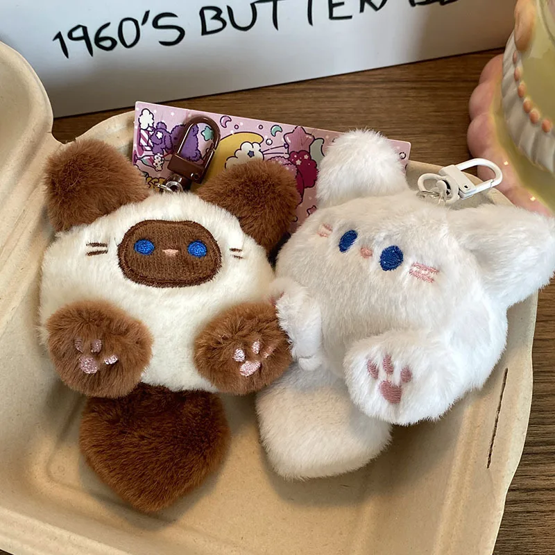 LLavero de peluche suave Kawaii, bonito llavero con colgante de muñeco de gato, mochila para niñas, llavero colgante, juguetes, regalos decorativos para parejas
