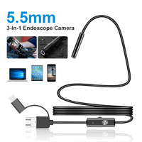 5.5mm Slim Borescope Dimmable Endoscope Camera with Light 6LED Inspection Camera for Android Waterproof Camera for Car Repair